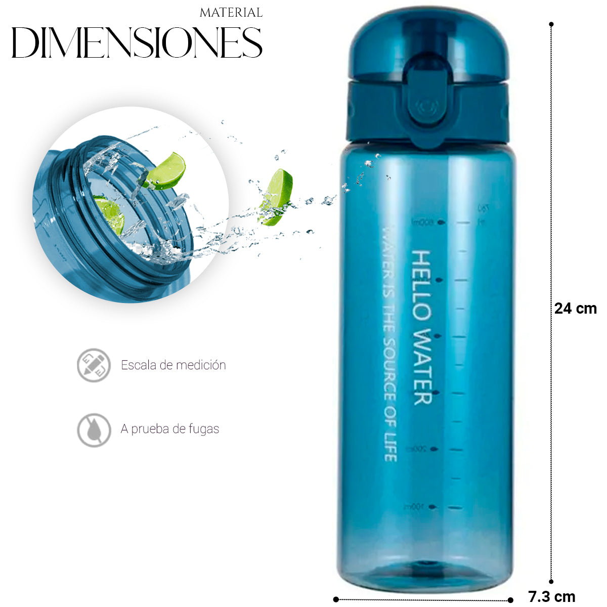 Botella De Agua Deportiva 780 Ml Gran Capacidad Gym