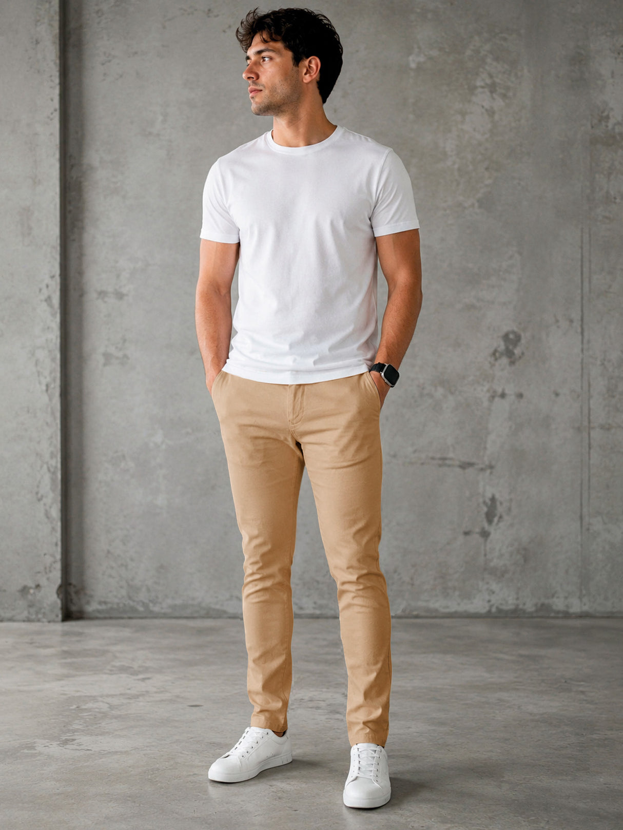 Pantalón De Vestir Casual Hombre Skinny Slim Fit Gabardina