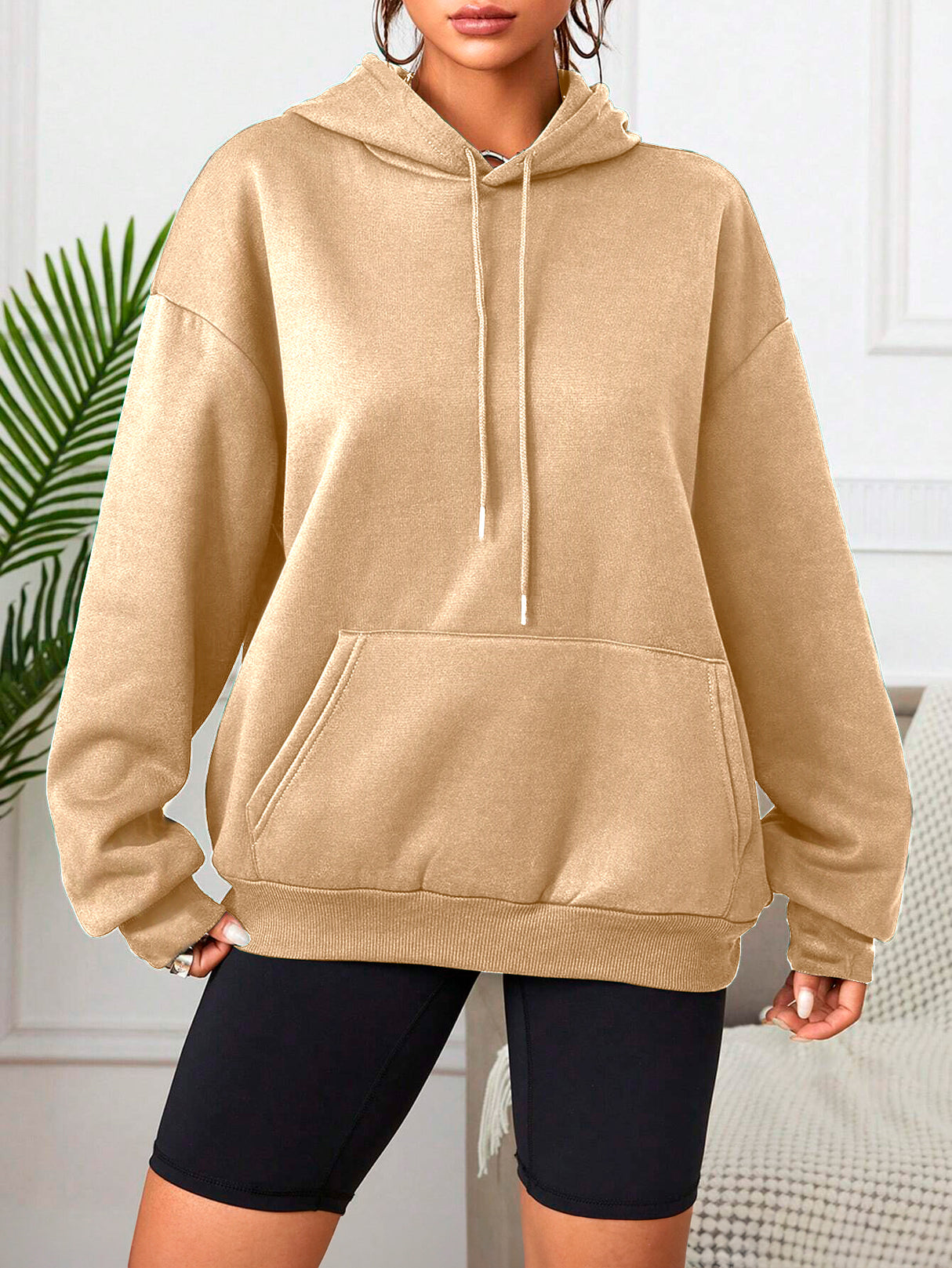 Sudadera con Capucha para Mujer Manga Larga Hoodie sin Cierre