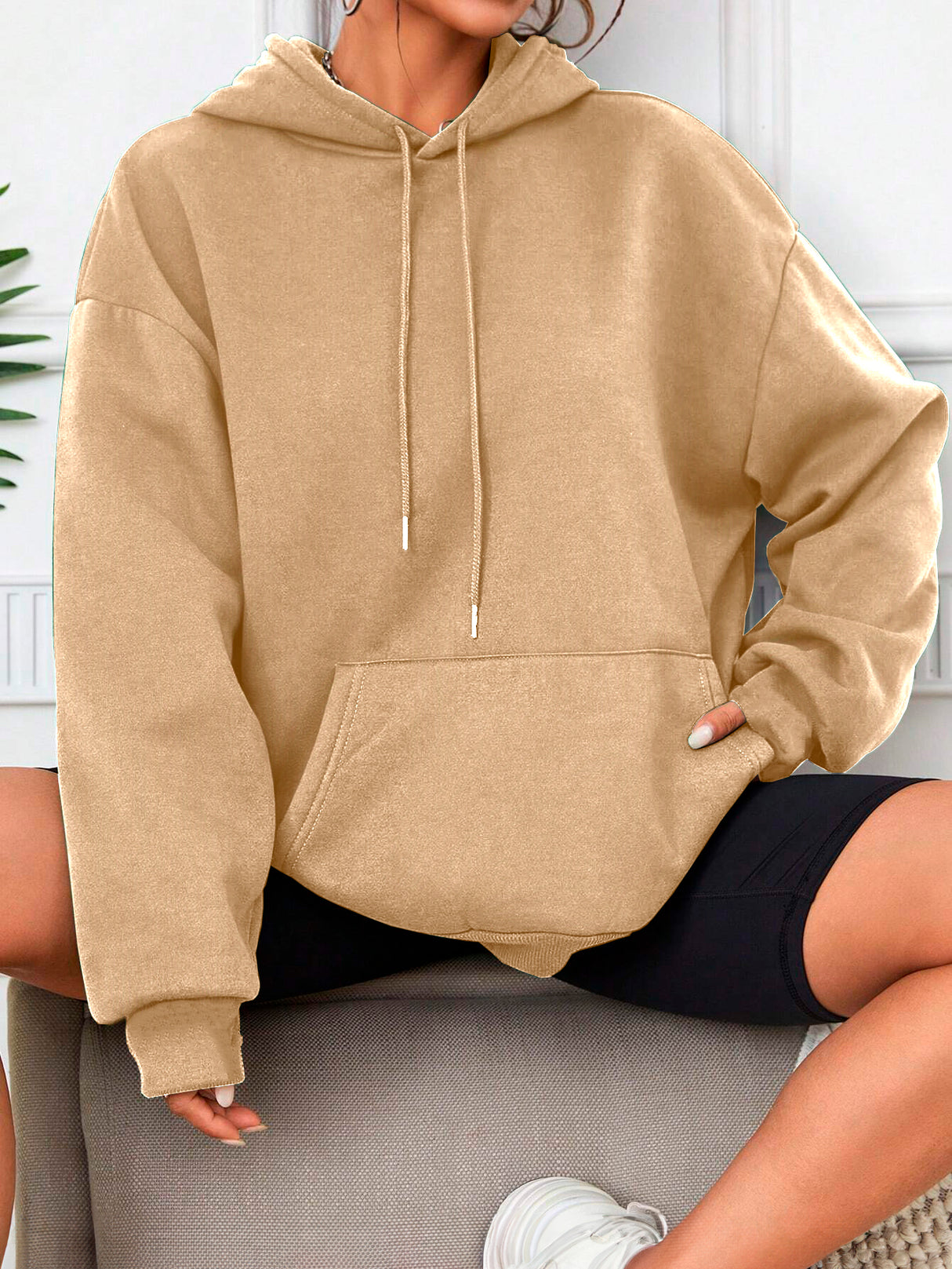Sudadera con Capucha para Mujer Manga Larga Hoodie sin Cierre