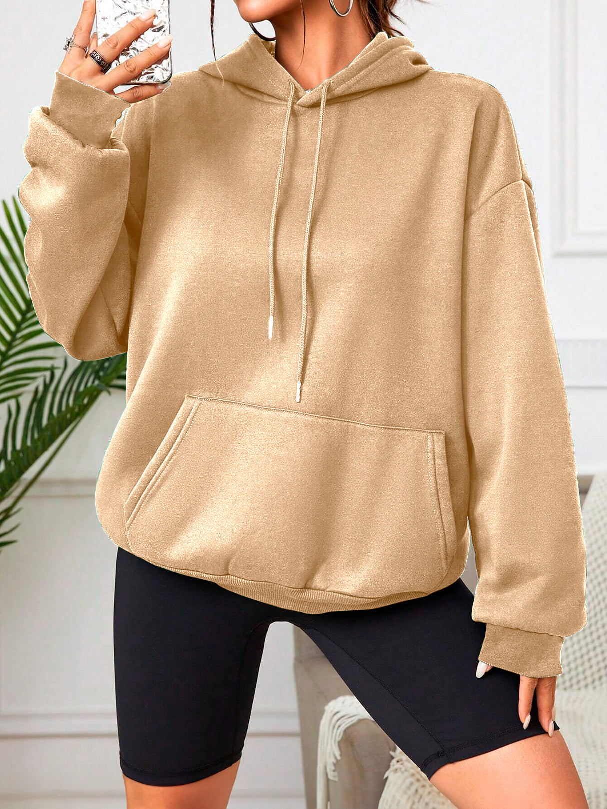 Sudadera con Capucha para Mujer Manga Larga Hoodie sin Cierre