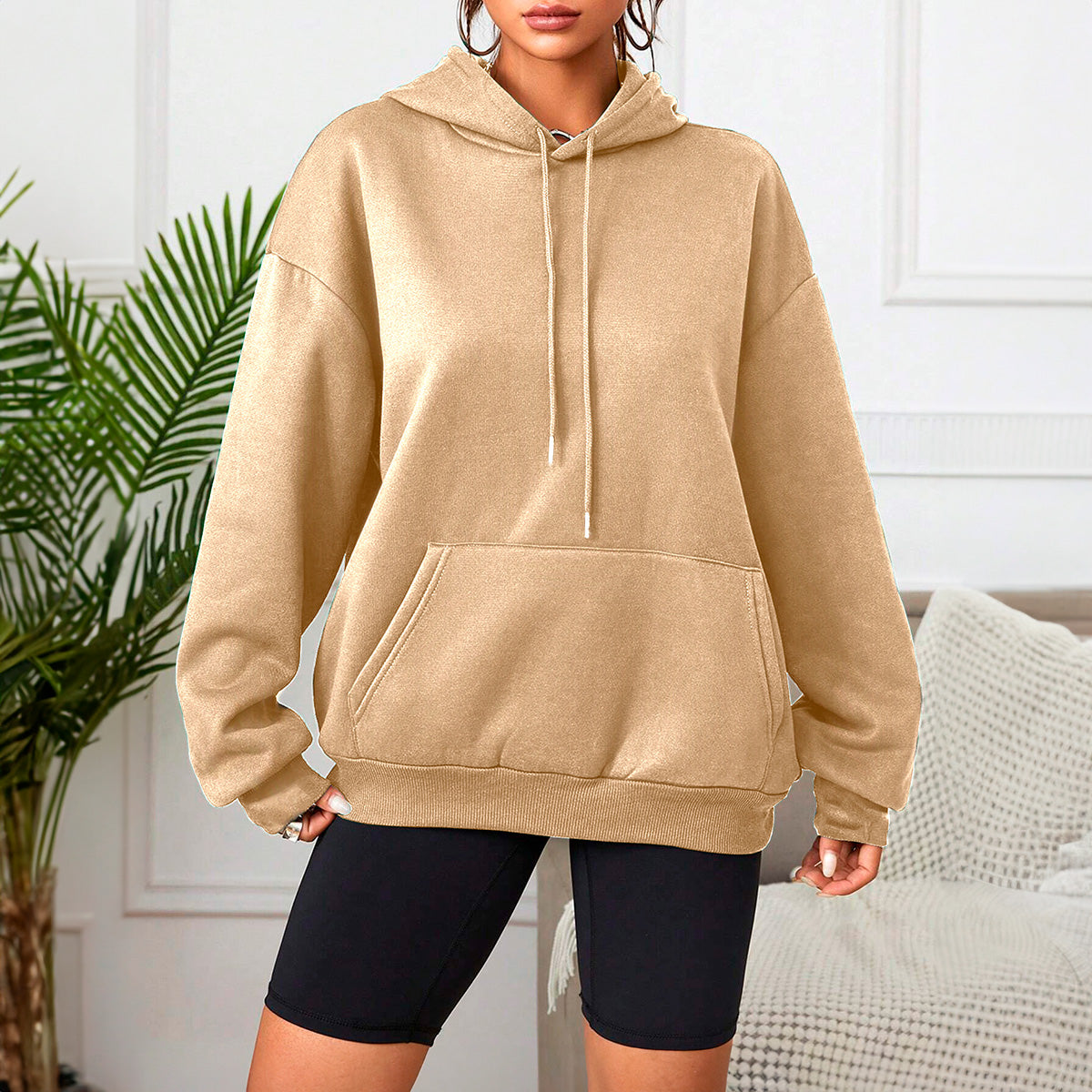 Sudadera con Capucha para Mujer Manga Larga Hoodie sin Cierre