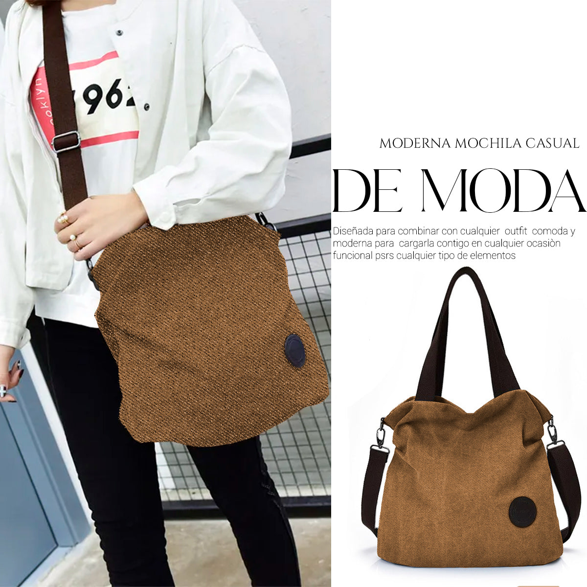 Bolso Tote Multifuncional Para Mujer Estilo Urbano De Moda