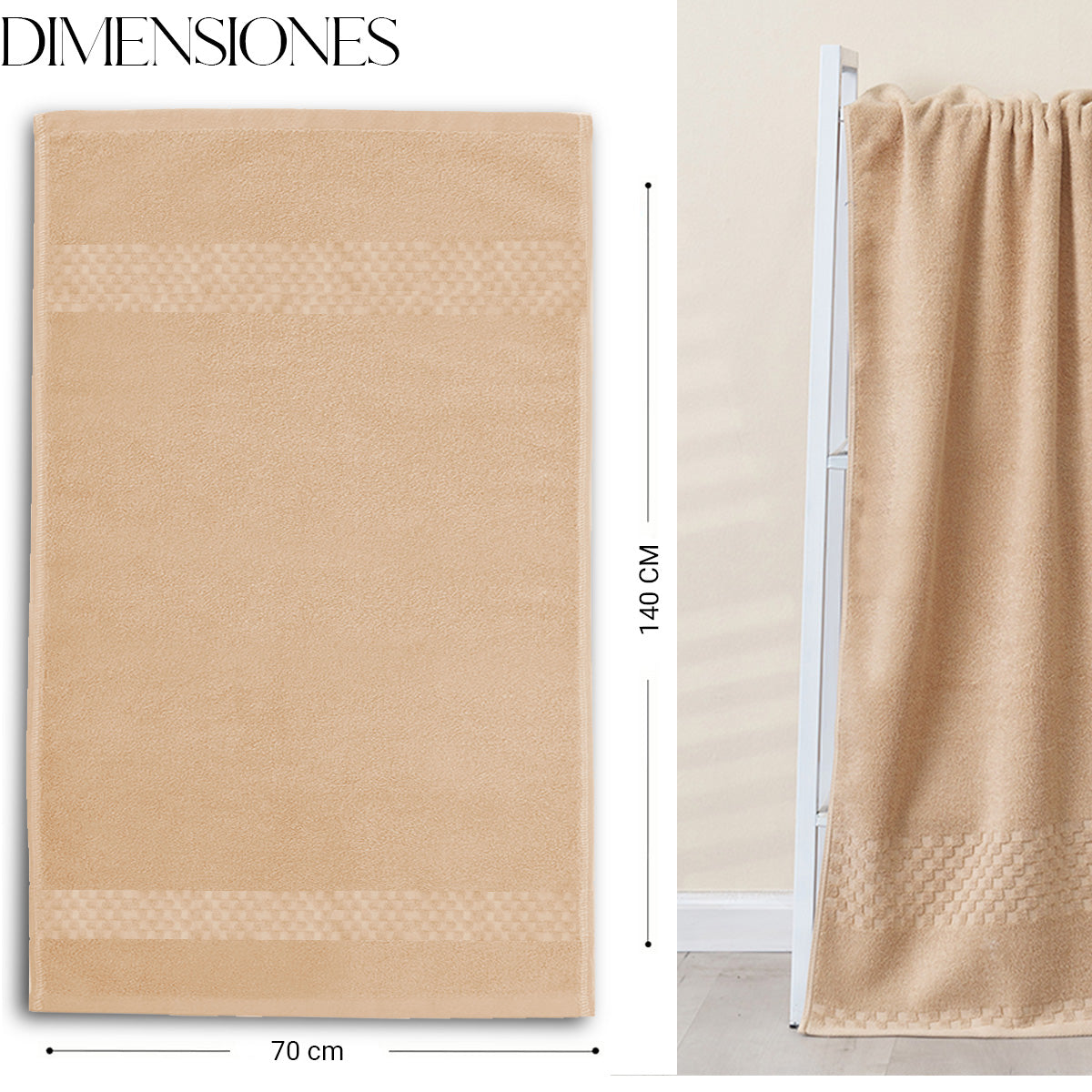 Toalla De Baño Grande Completo 100% Algodón Suave