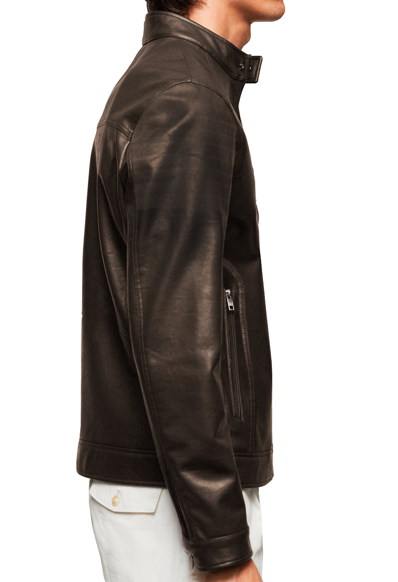 Chamarra Casual de Vinipiel Hombre Chaqueta Biker Impermeable Estilo Urbano