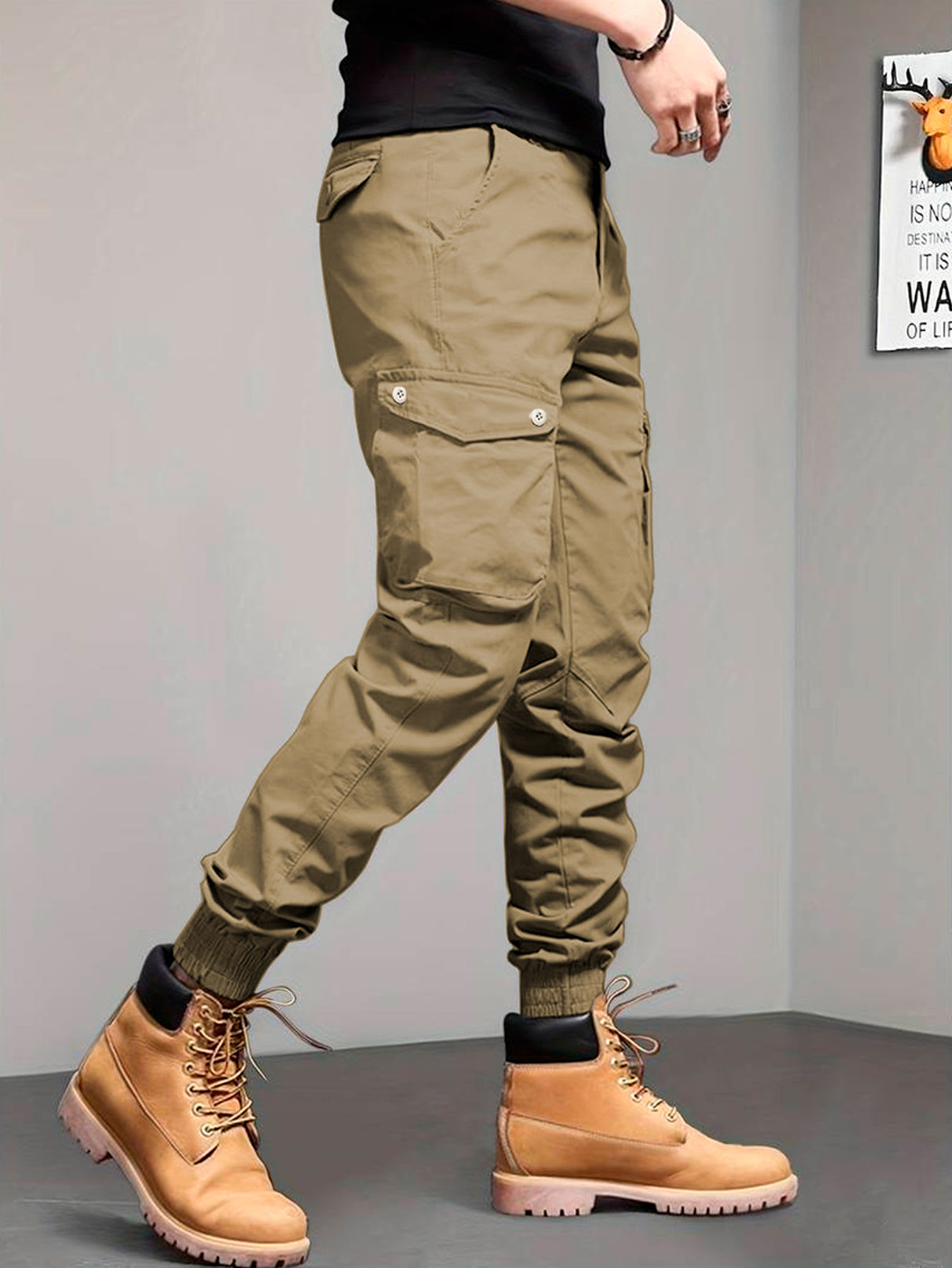 Pantalones Cargo Skinny para Hombre Pantalon tipo Cargo con Bolsas Laterales Mayoreo