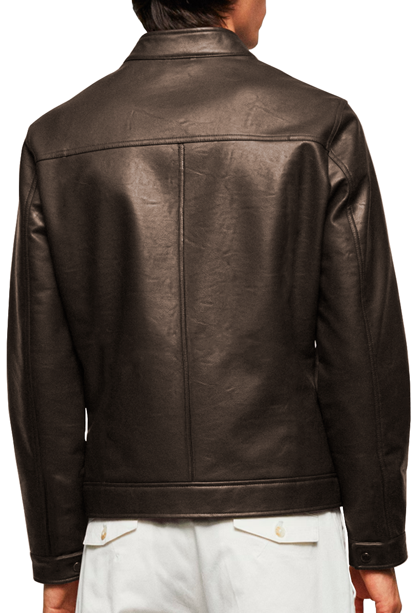 Chamarra Casual de Vinipiel Hombre Chaqueta Biker Impermeable Estilo Urbano
