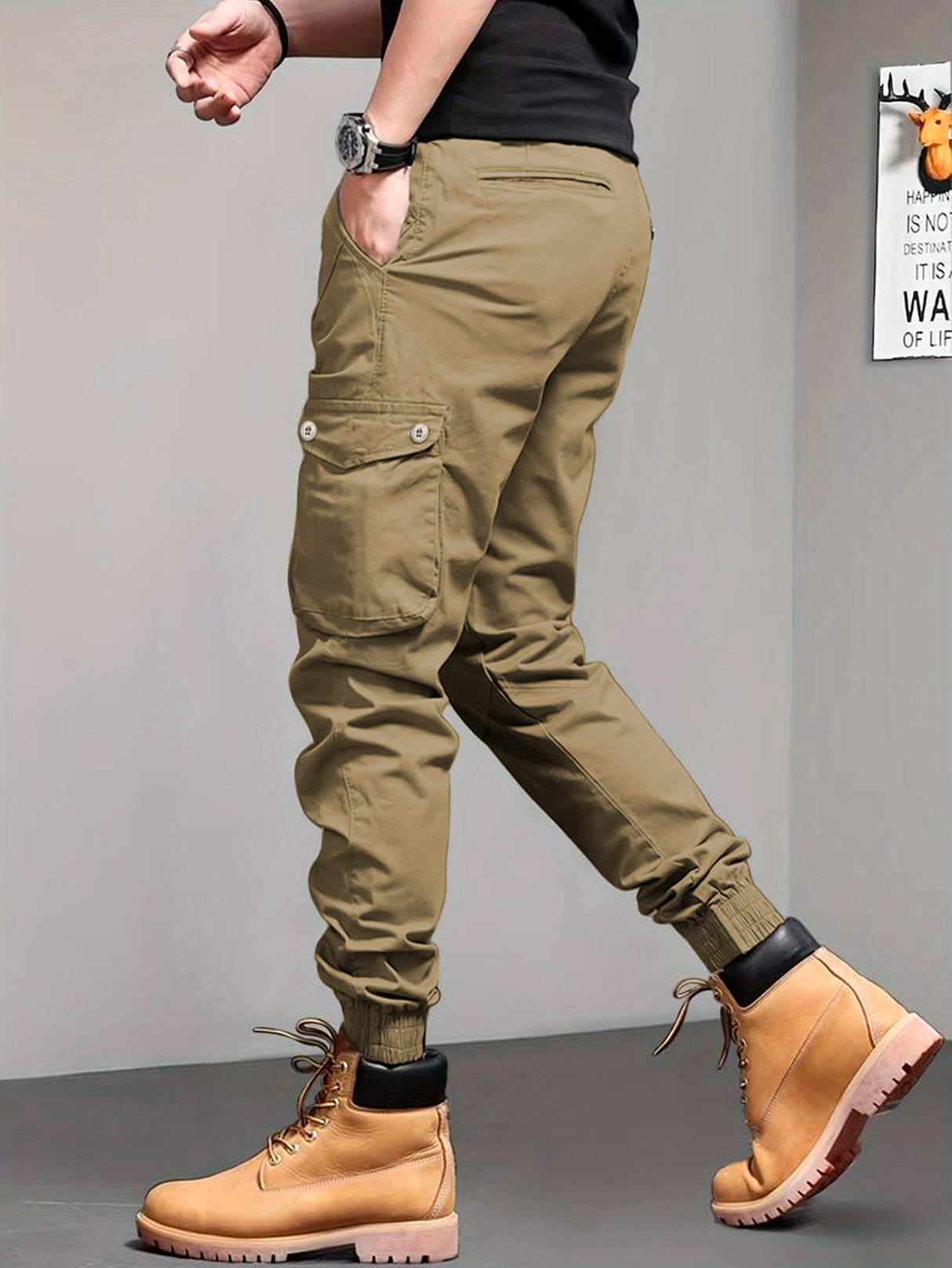 Pantalones Cargo Skinny para Hombre Pantalon tipo Cargo con Bolsas Laterales Mayoreo