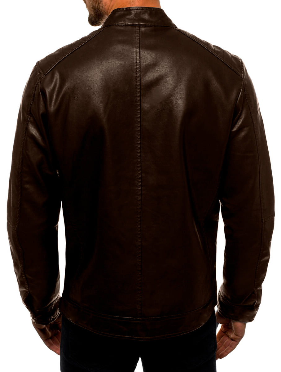 Chamarra Impermeable de Vinipiel para Hombre Chaqueta Biker Estilo Urbano