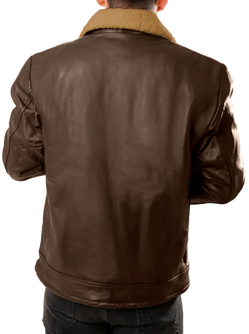 Chamarra Vinipiel Hombre Biker Chaqueta Impermeable Cuello Aborregado
