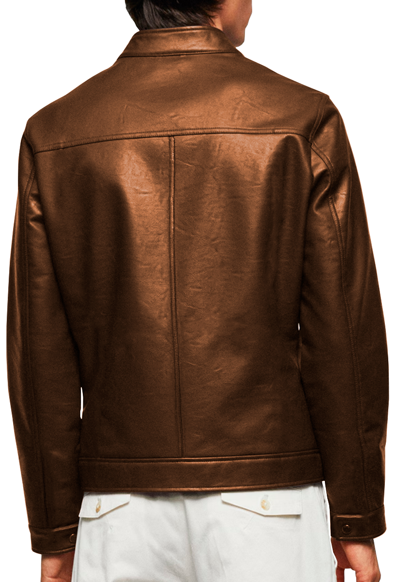 Chamarra Casual de Vinipiel Hombre Chaqueta Biker Impermeable Estilo Urbano