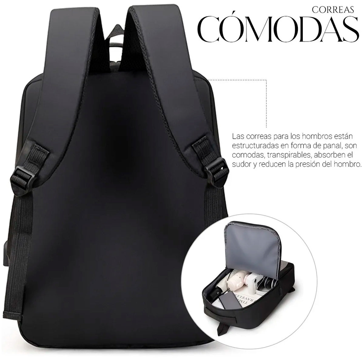 Set Mochila Backpack Con Puerto Usb (3pzas)