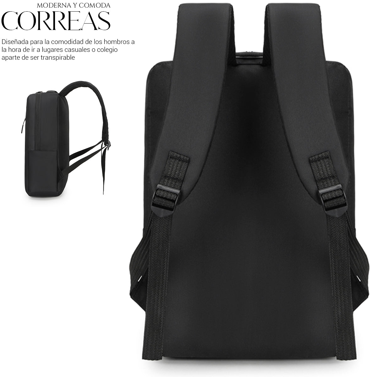 Mochila Backpack Impermeable Set De 3pzs Con Riñonera Y Puerto Usb