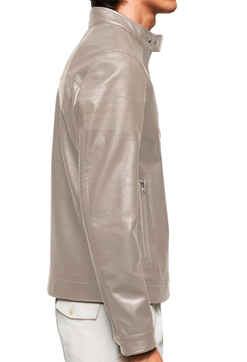 Chamarra Casual de Vinipiel Hombre Chaqueta Biker Impermeable Estilo Urbano