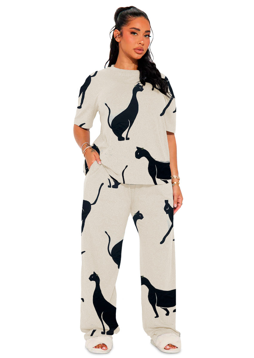 Set de Pijama para Mujer Conjunto Elegante Camisa Pantalon Suave para Descanso