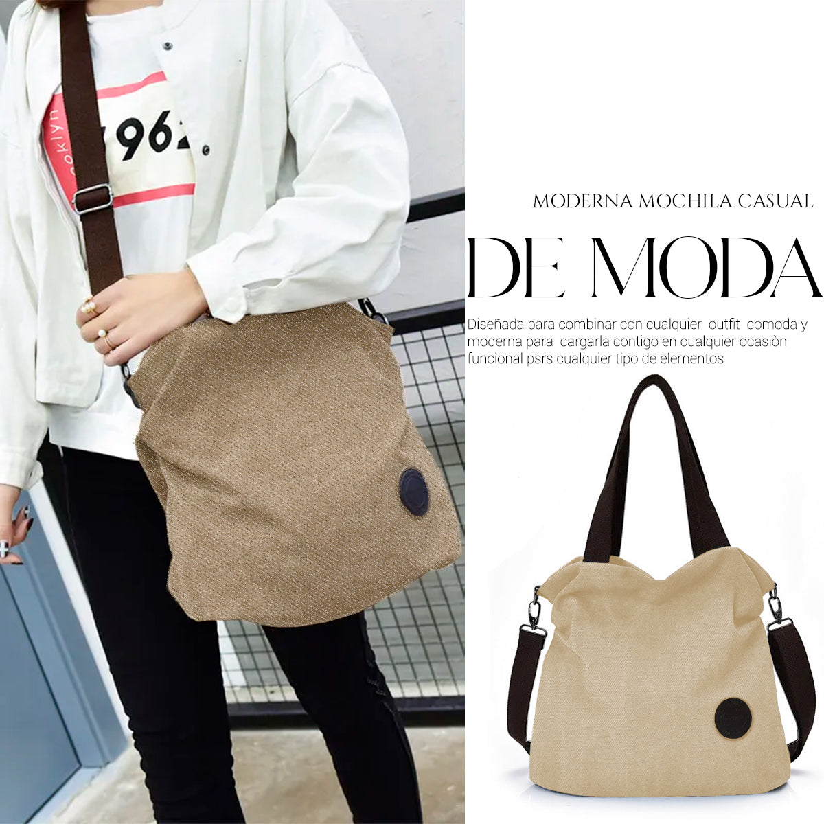 Bolso Tote Multifuncional Para Mujer Estilo Urbano De Moda