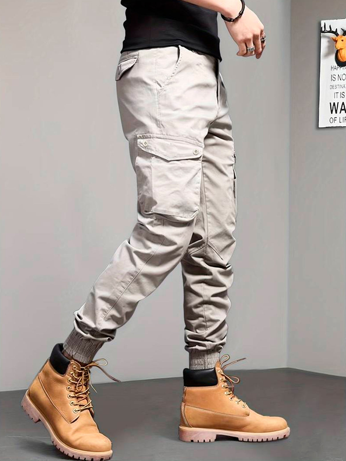 Pantalones Cargo Skinny para Hombre Pantalon tipo Cargo con Bolsas Laterales Mayoreo