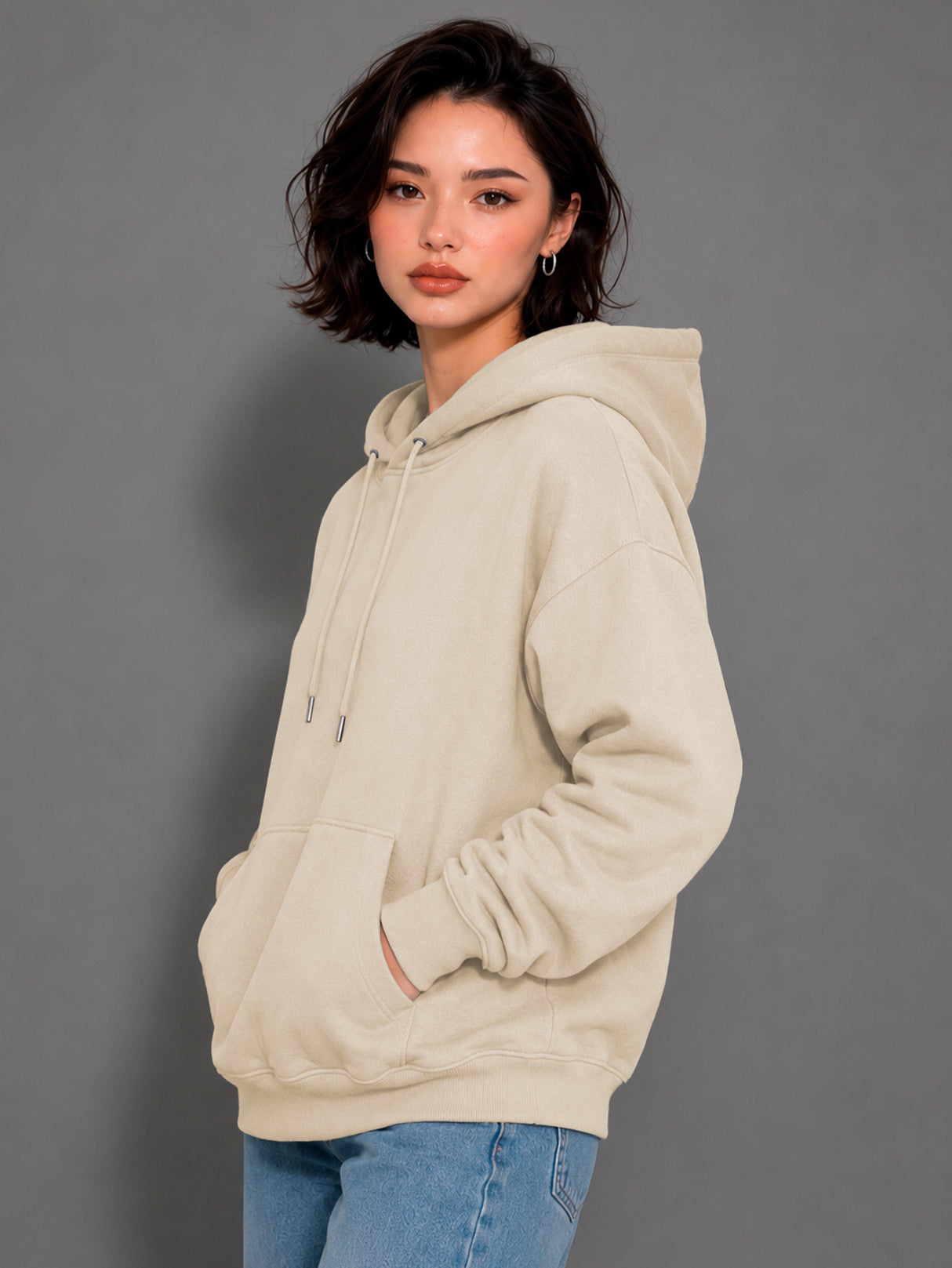 Sudadera con Capucha para Mujer Manga Larga Hoodie sin Cierre