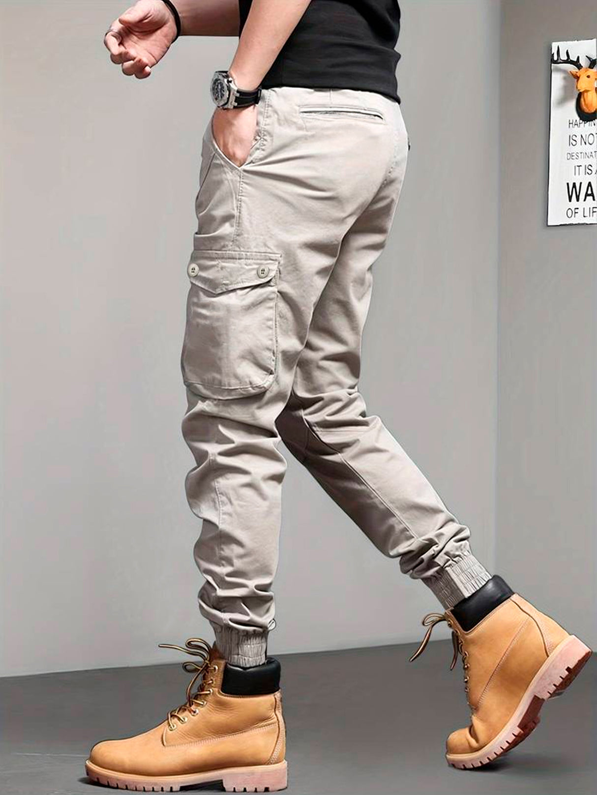 Pantalones Cargo Skinny para Hombre Pantalon tipo Cargo con Bolsas Laterales Mayoreo