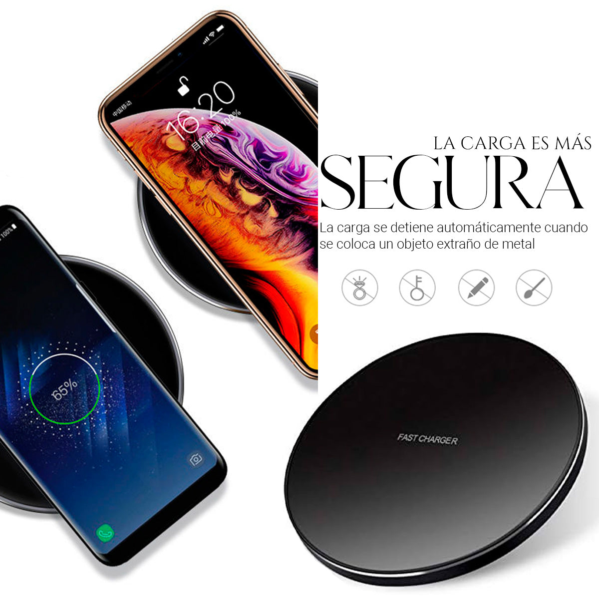 Cargador Inalámbrico Para iPhone Samsung Huawei