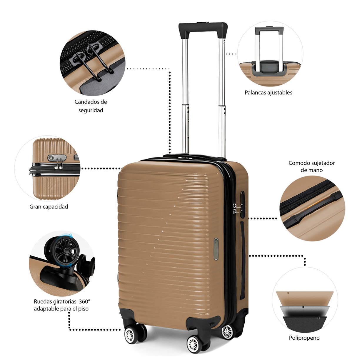 Maleta de Viaje de Mano A Bordo Con Candado De Seguridad