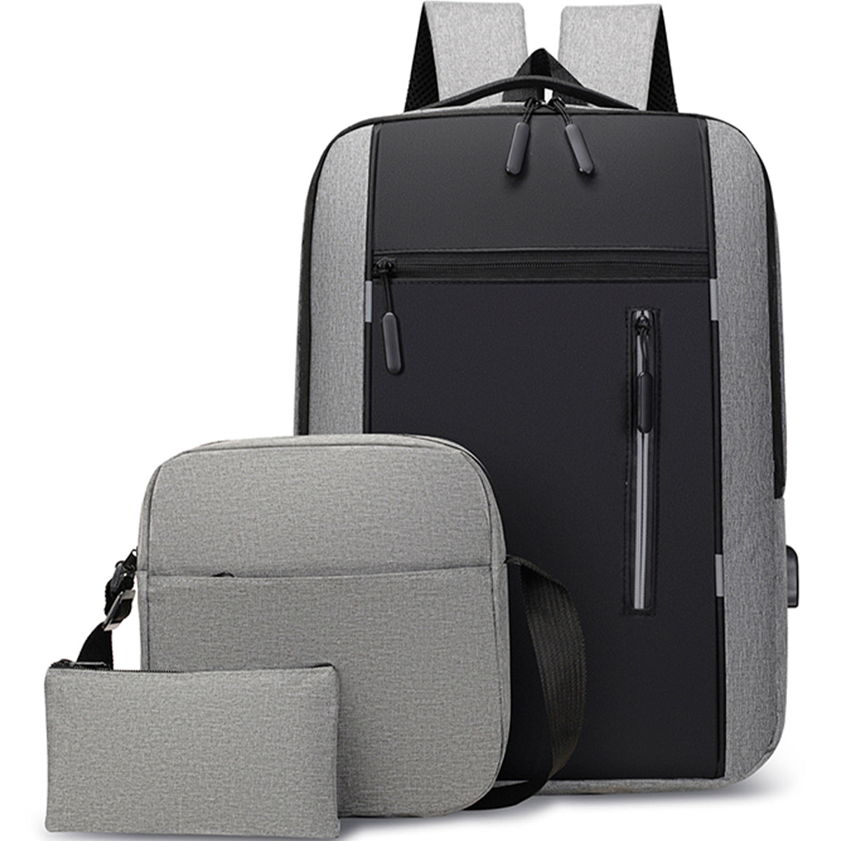 Set Mochila Backpack Con Puerto Usb (3pzas)