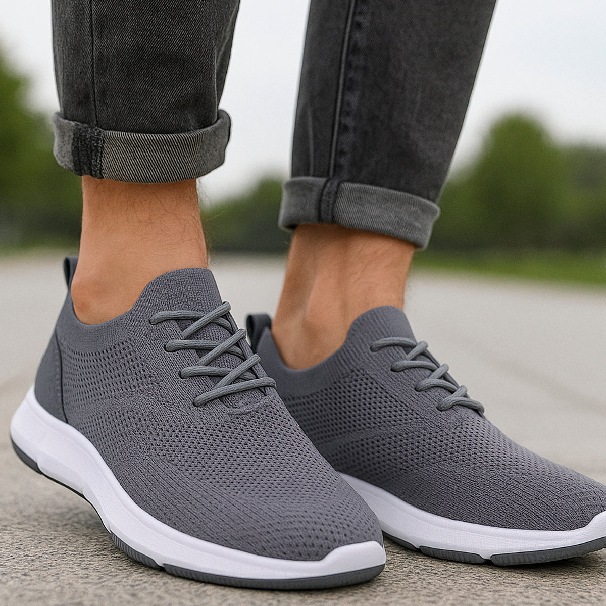 Tenis para hombre casuales con un diseño de tela para correr con punta con agujeta clásica, suela antideslizante Zapatilla para hombre cómodo transpirable ideal para el uso diario