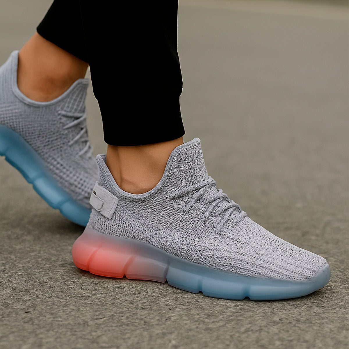 Tenis para hombre con diseño de tela para correr con suela de goma antideslizante Zapatilla con punta casual para hombre