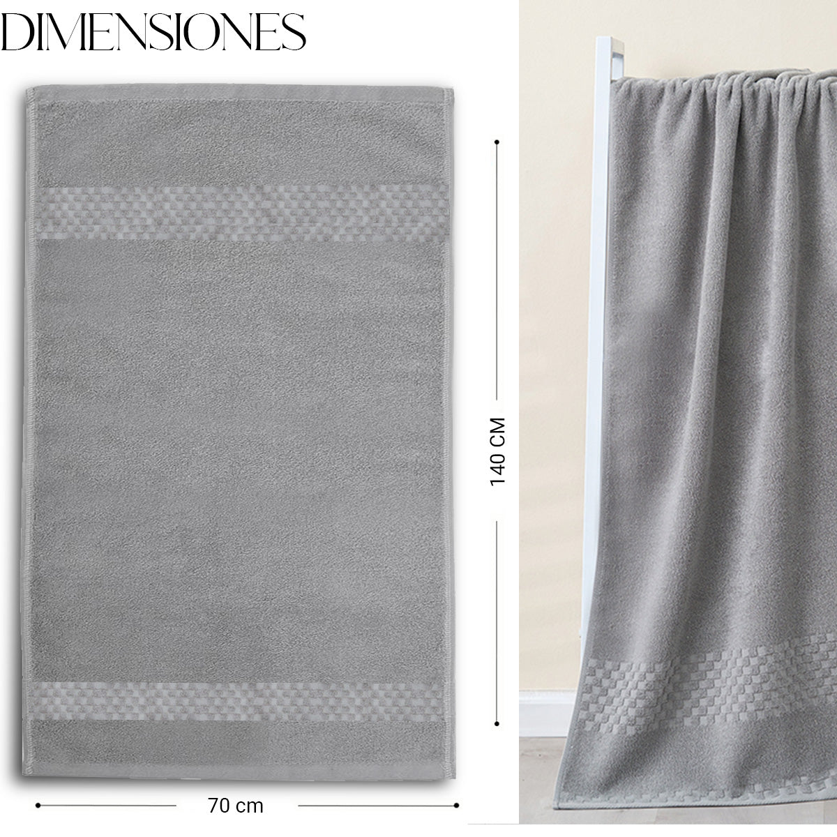 Toalla De Baño Grande Completo 100% Algodón Suave