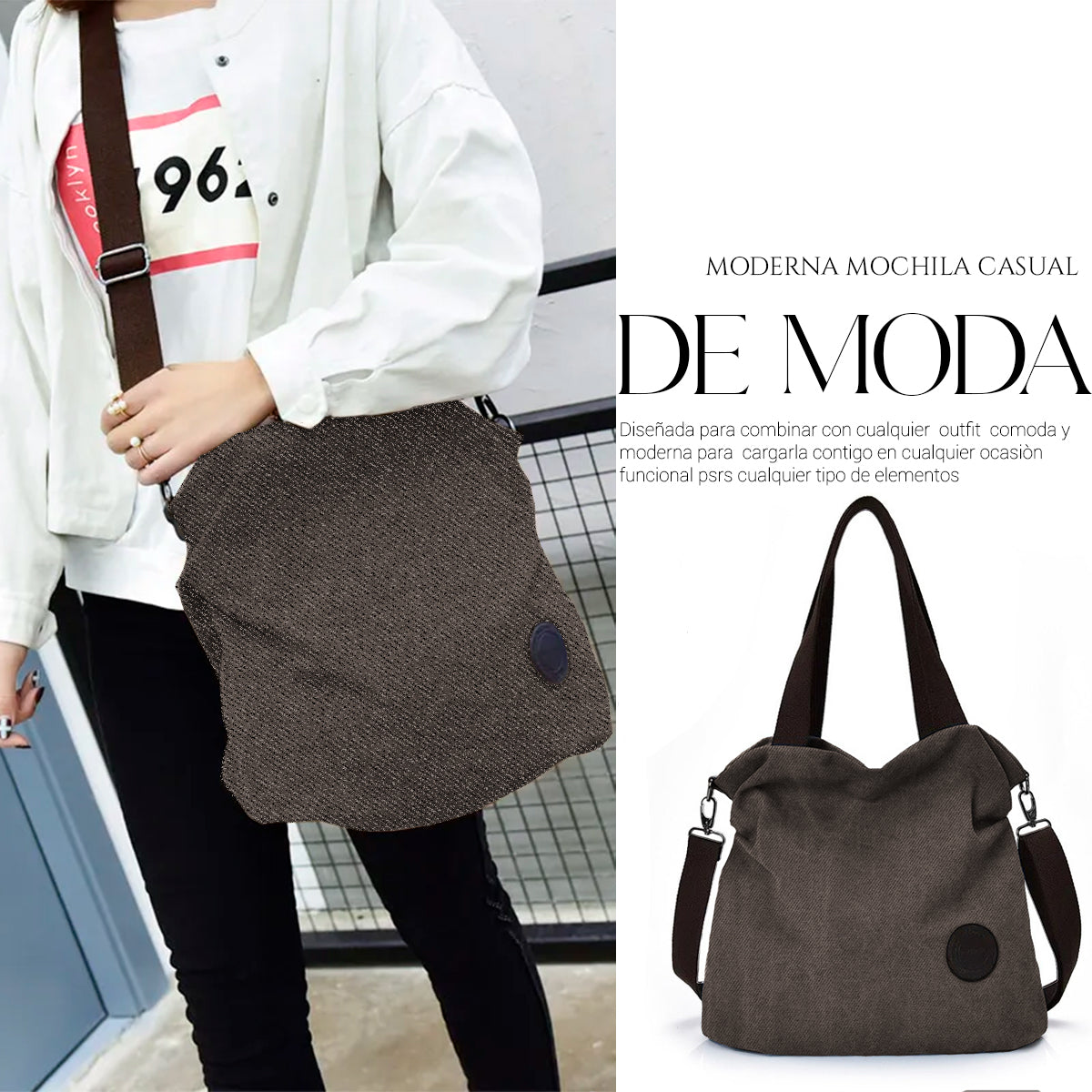 Bolso Tote Multifuncional Para Mujer Estilo Urbano De Moda