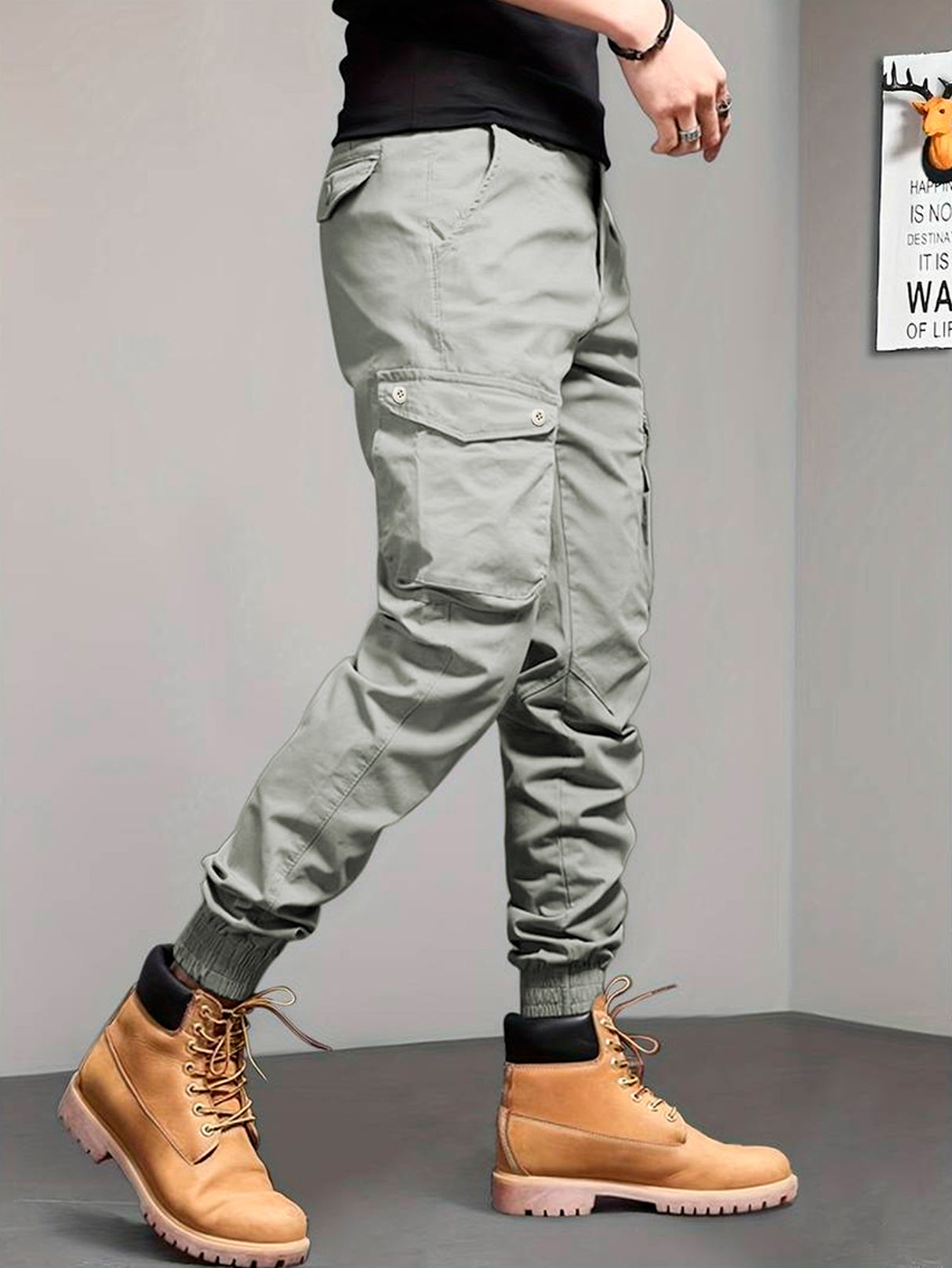 Pantalones Cargo Skinny para Hombre Pantalon tipo Cargo con Bolsas Laterales Mayoreo