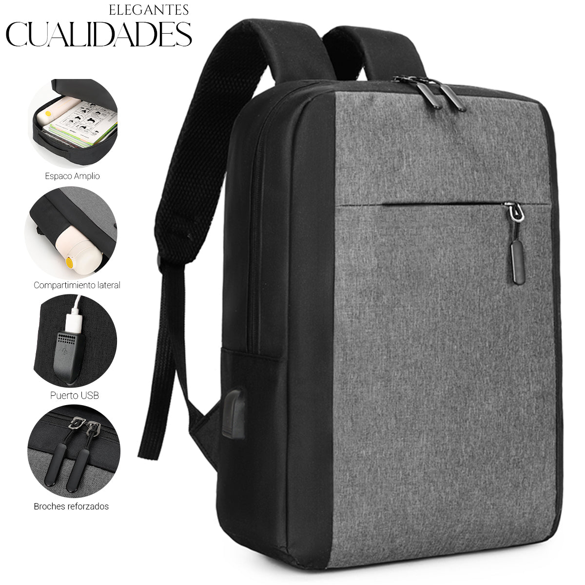 Mochila Backpack Impermeable Set De 3pzs Con Riñonera Y Puerto Usb