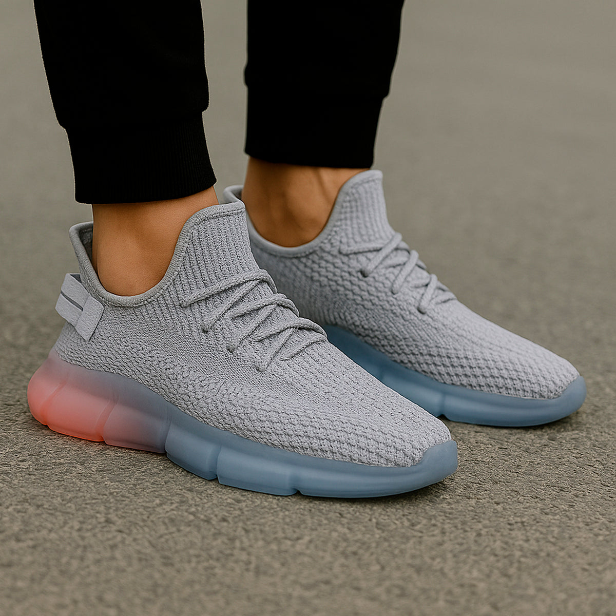 Tenis para hombre con diseño de tela para correr con suela de goma antideslizante Zapatilla con punta casual para hombre