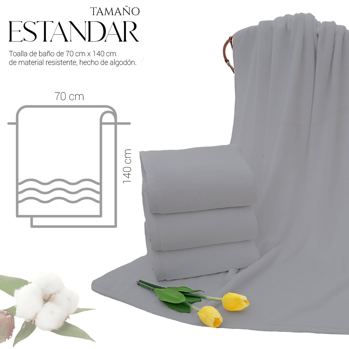 Toalla De Baño Grande Completo 100% Algodón Suave