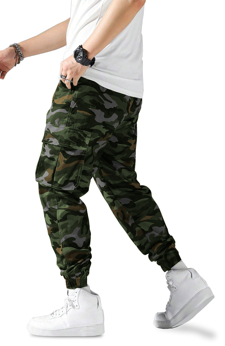 Pantalón Cargo para Hombre Pantalon con Camuflaje Bolsas Laterales Multi-Bolsillos Tacticos
