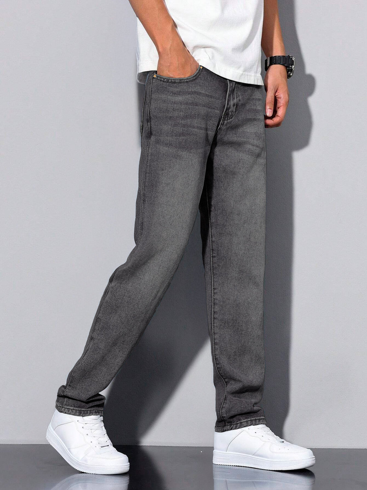 Jeans Clasico Para hombre Pantalon de Mezclilla Corte Regular Recto Slim