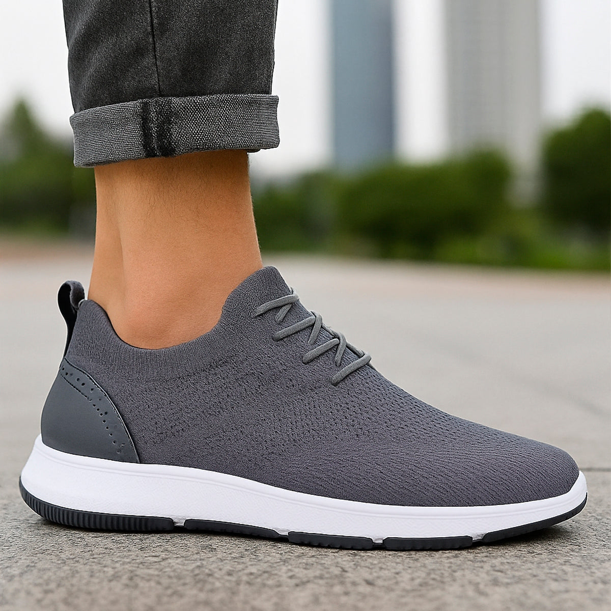 Tenis para hombre casuales con un diseño de tela para correr con punta con agujeta clásica, suela antideslizante Zapatilla para hombre cómodo transpirable ideal para el uso diario