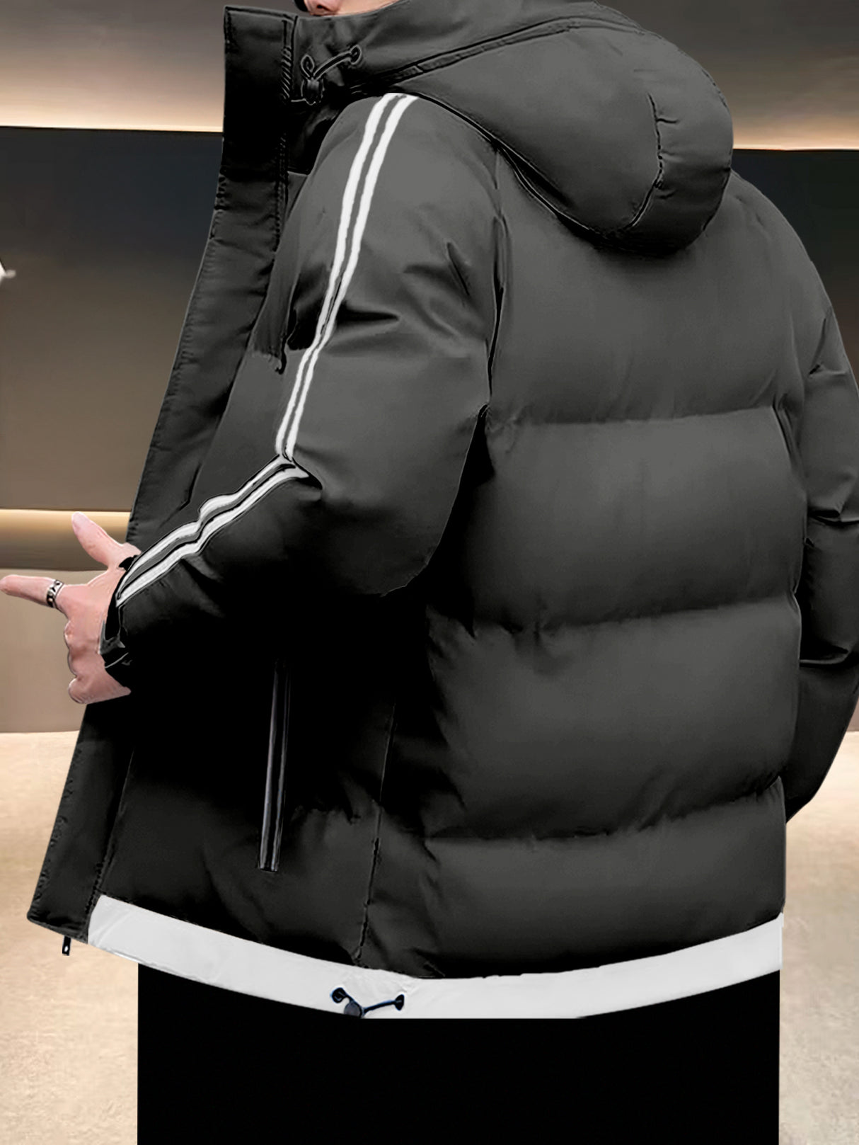 Chamarra para Hombre Impermeable de Invierno, Moderna, Cierre con Capucha, Estilo Casual, Cálida.