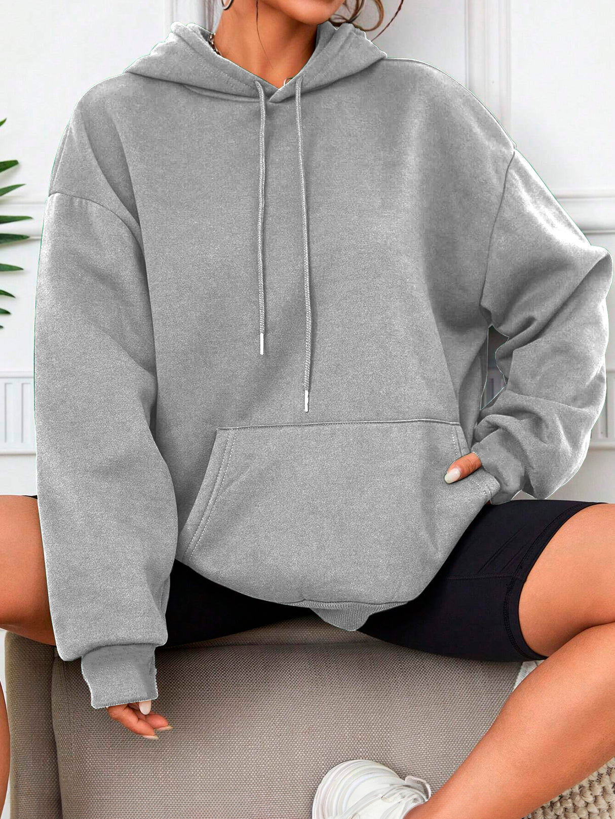Sudadera con Capucha para Mujer Manga Larga Hoodie sin Cierre