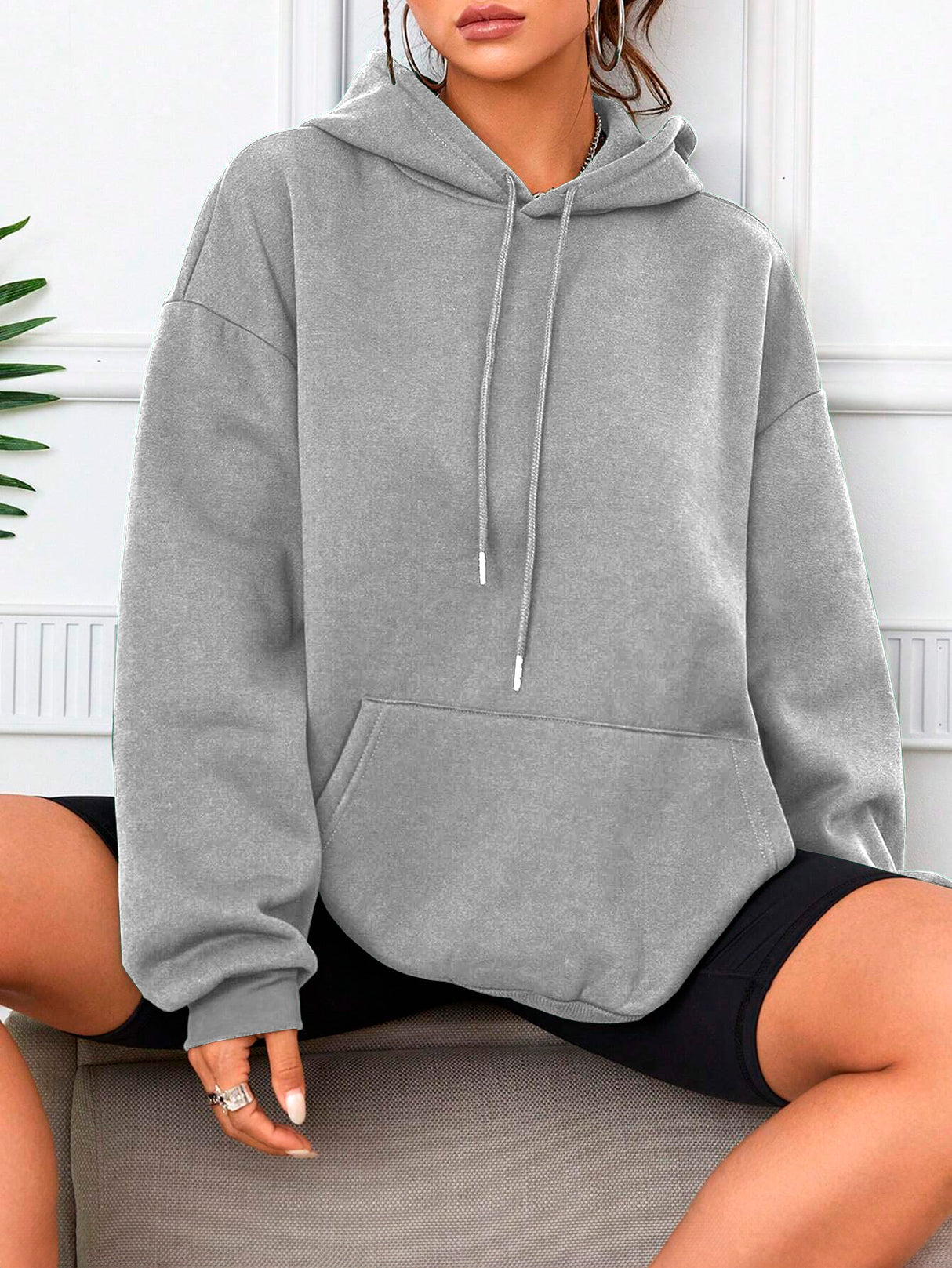 Sudadera con Capucha para Mujer Manga Larga Hoodie sin Cierre