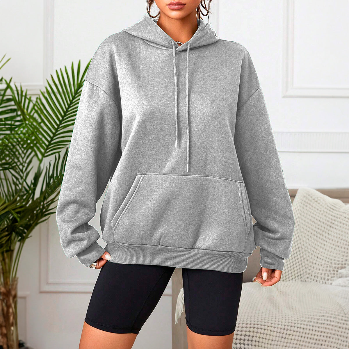 Sudadera con Capucha para Mujer Manga Larga Hoodie sin Cierre