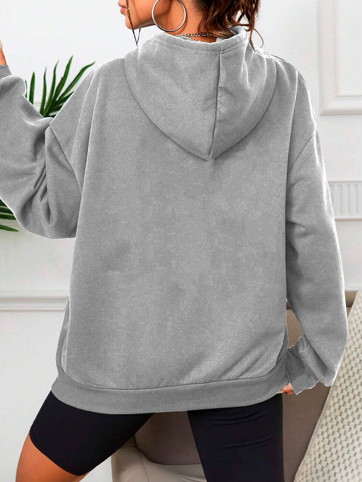 Sudadera con Capucha para Mujer Manga Larga Hoodie sin Cierre
