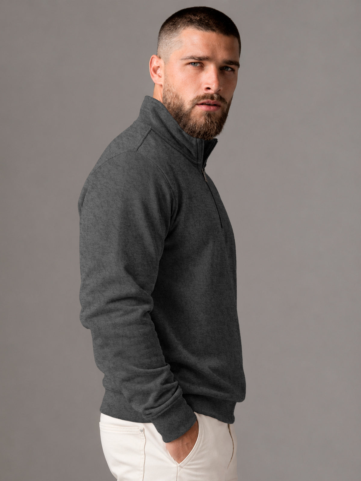 Sudadera Para Hombre Con Media Cierro en Cuello