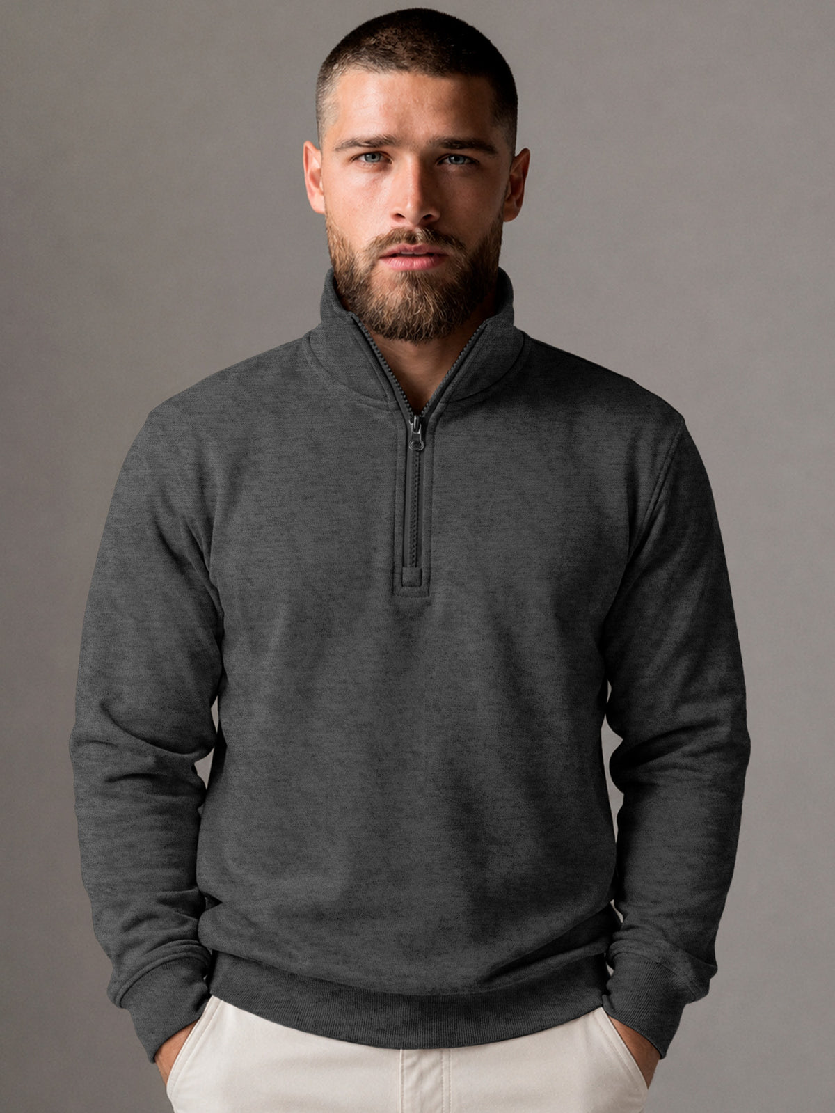 Sudadera Para Hombre Con Media Cierro en Cuello