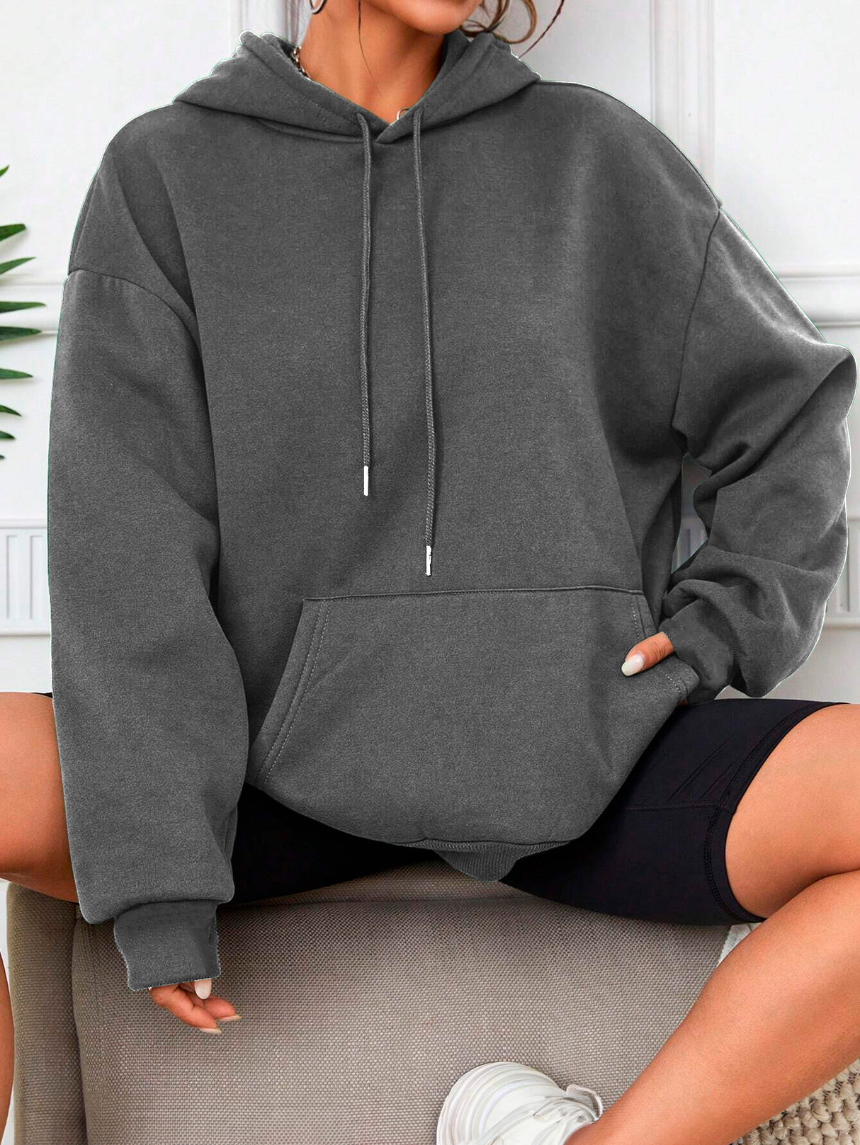 Sudadera con Capucha para Mujer Manga Larga Hoodie sin Cierre