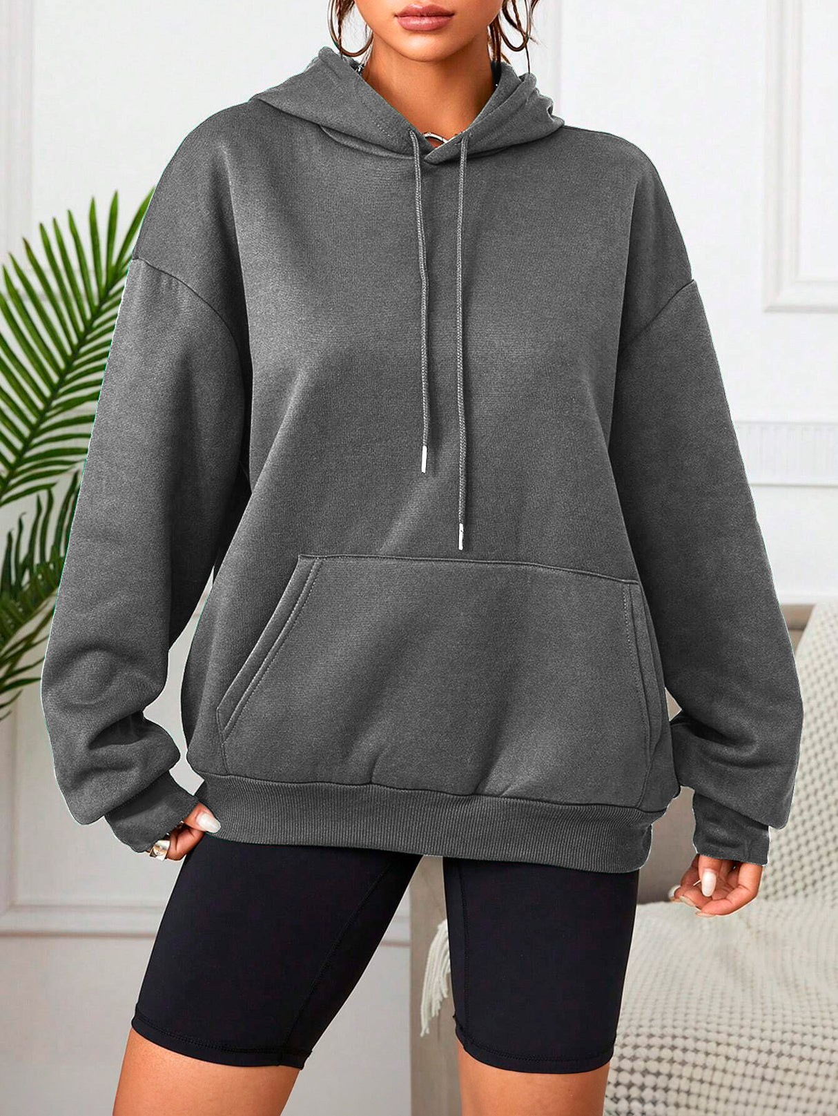 Sudadera con Capucha para Mujer Manga Larga Hoodie sin Cierre