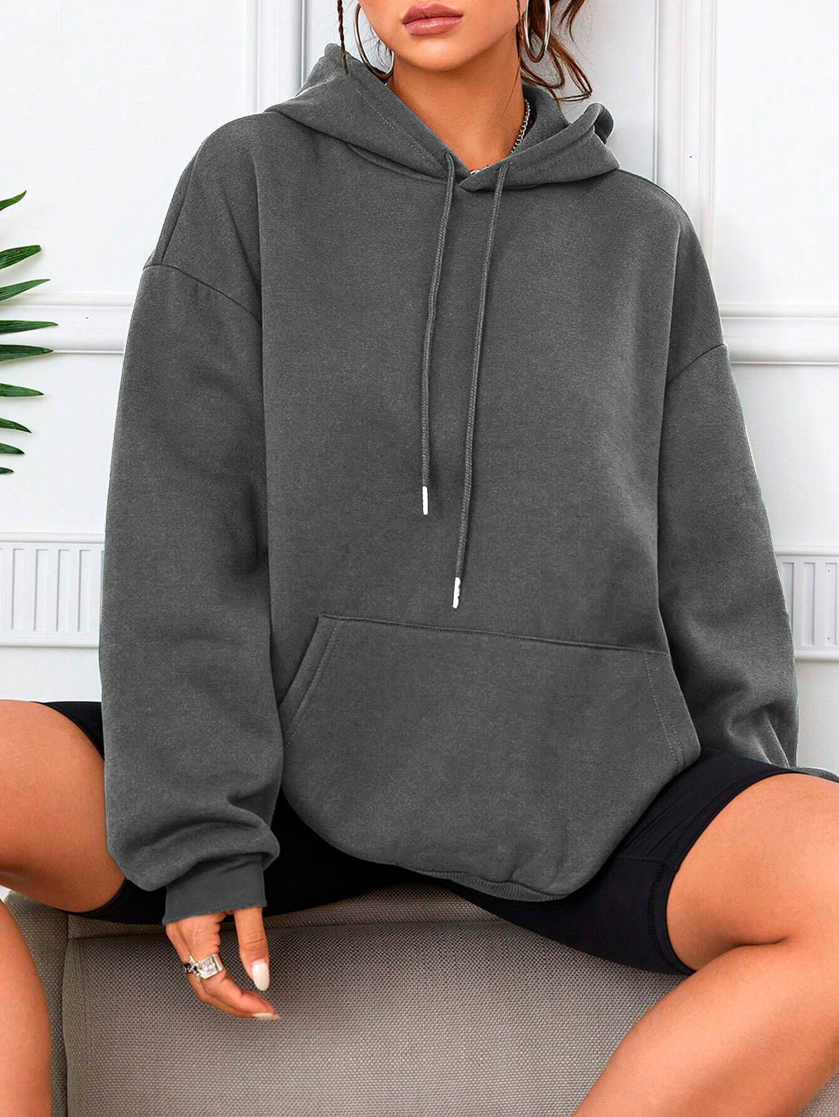 Sudadera con Capucha para Mujer Manga Larga Hoodie sin Cierre
