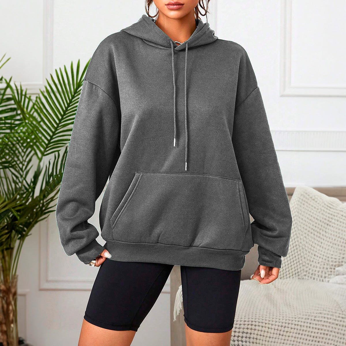 Sudadera con Capucha para Mujer Manga Larga Hoodie sin Cierre