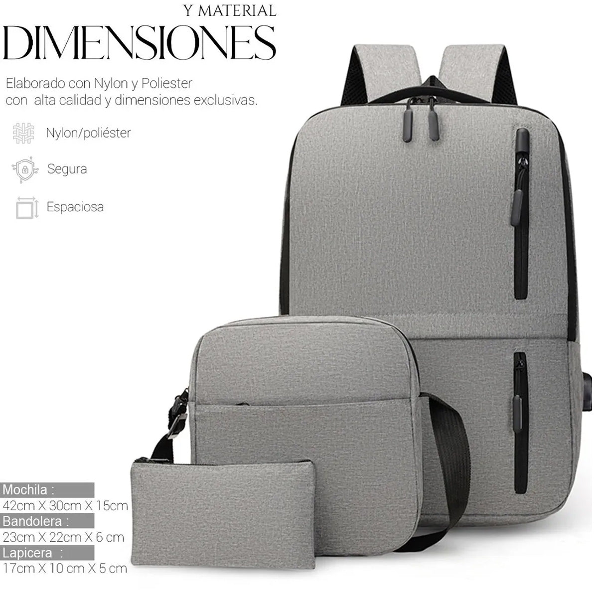 Set Mochila Backpack (3pzas)