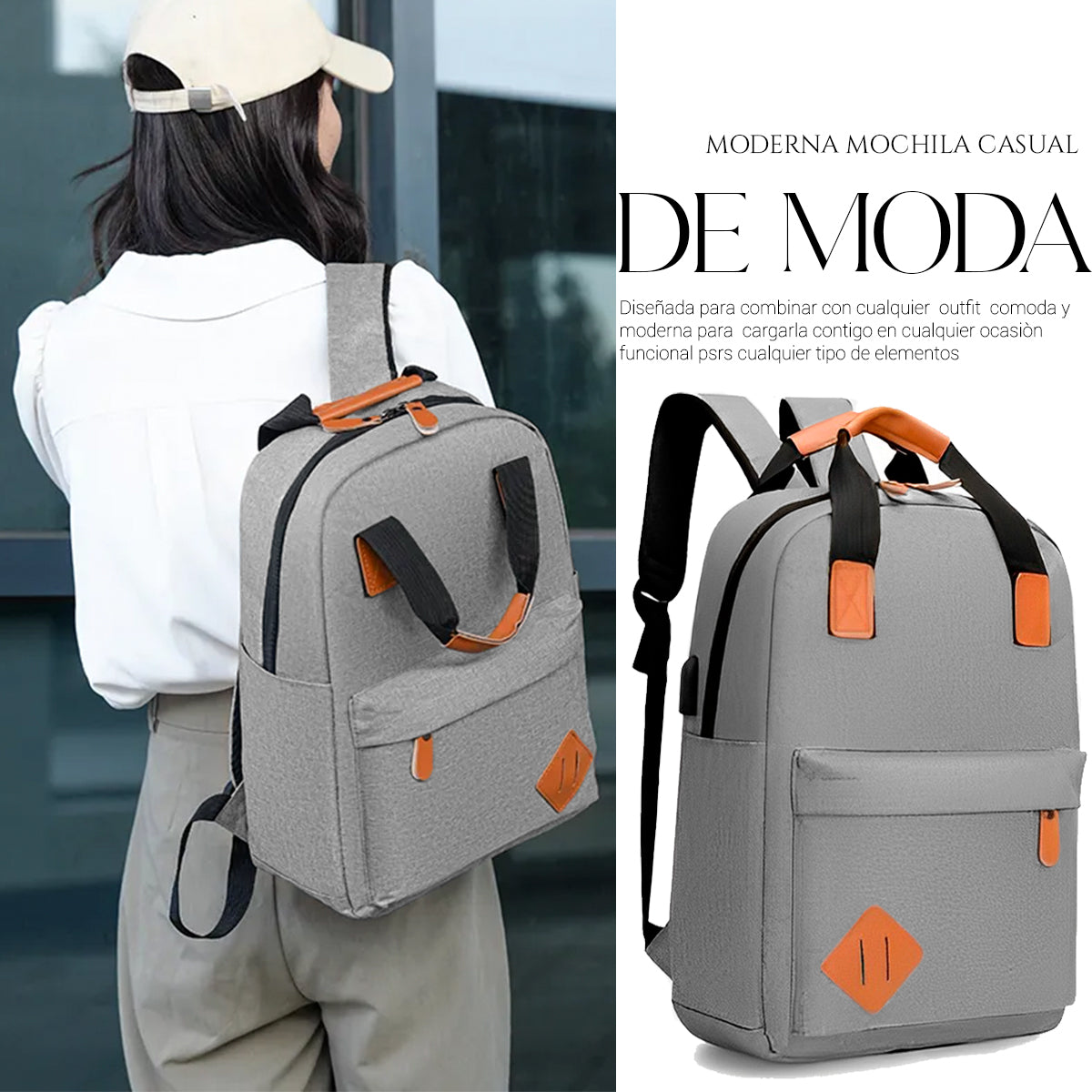 Mochila Backpack Impermeable Set De 3pzs Con Riñonera Y Puerto Usb